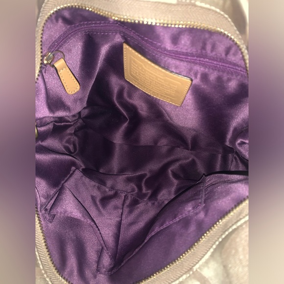 COACH Signature Carly Shoulder Hobo Bag Tan Jacquard - Picture 3 of 4